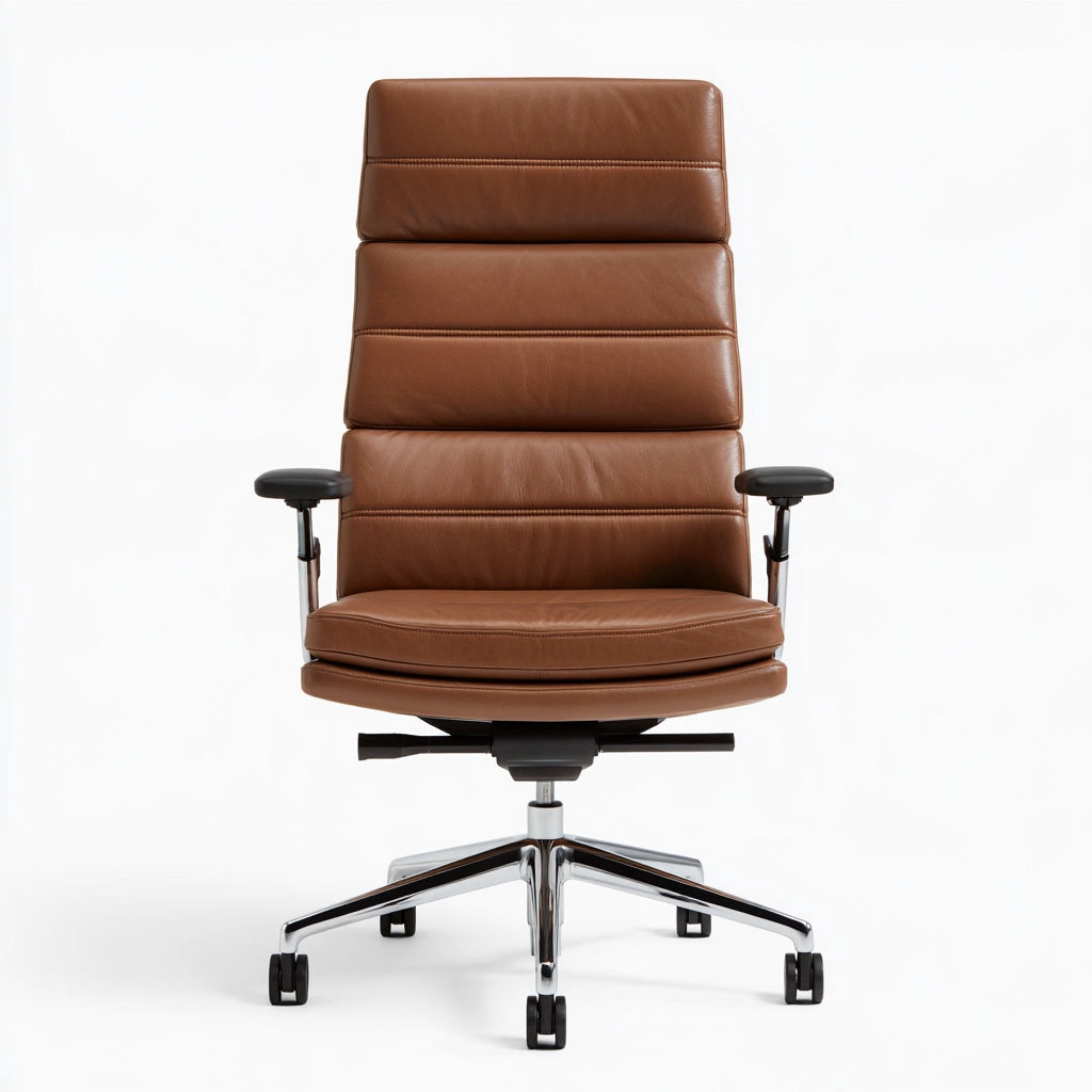 Ergonomiczny fotel biurowy, ze skóry, kolor: brązowy