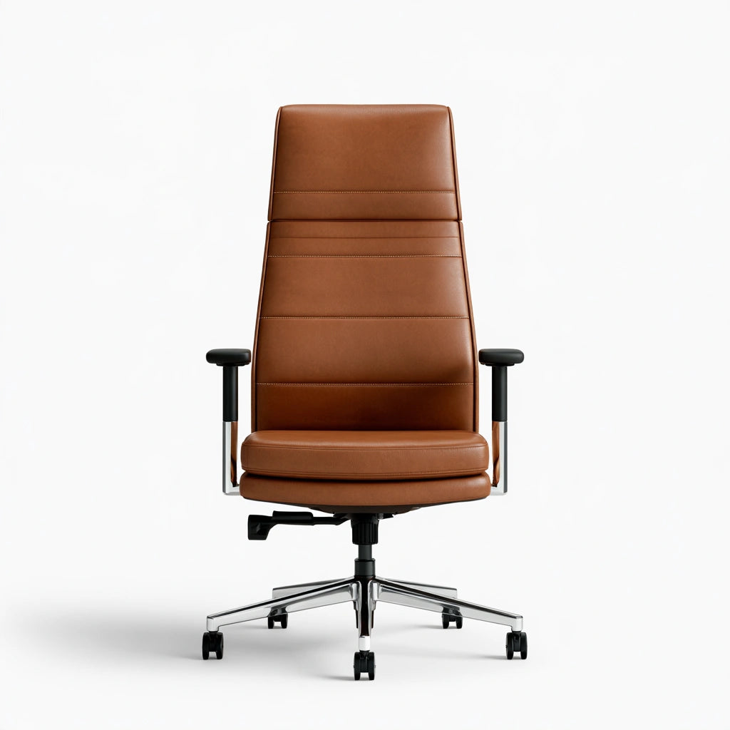 Ergonomiczny fotel biurowy, ze skóry, kolor: brązowy