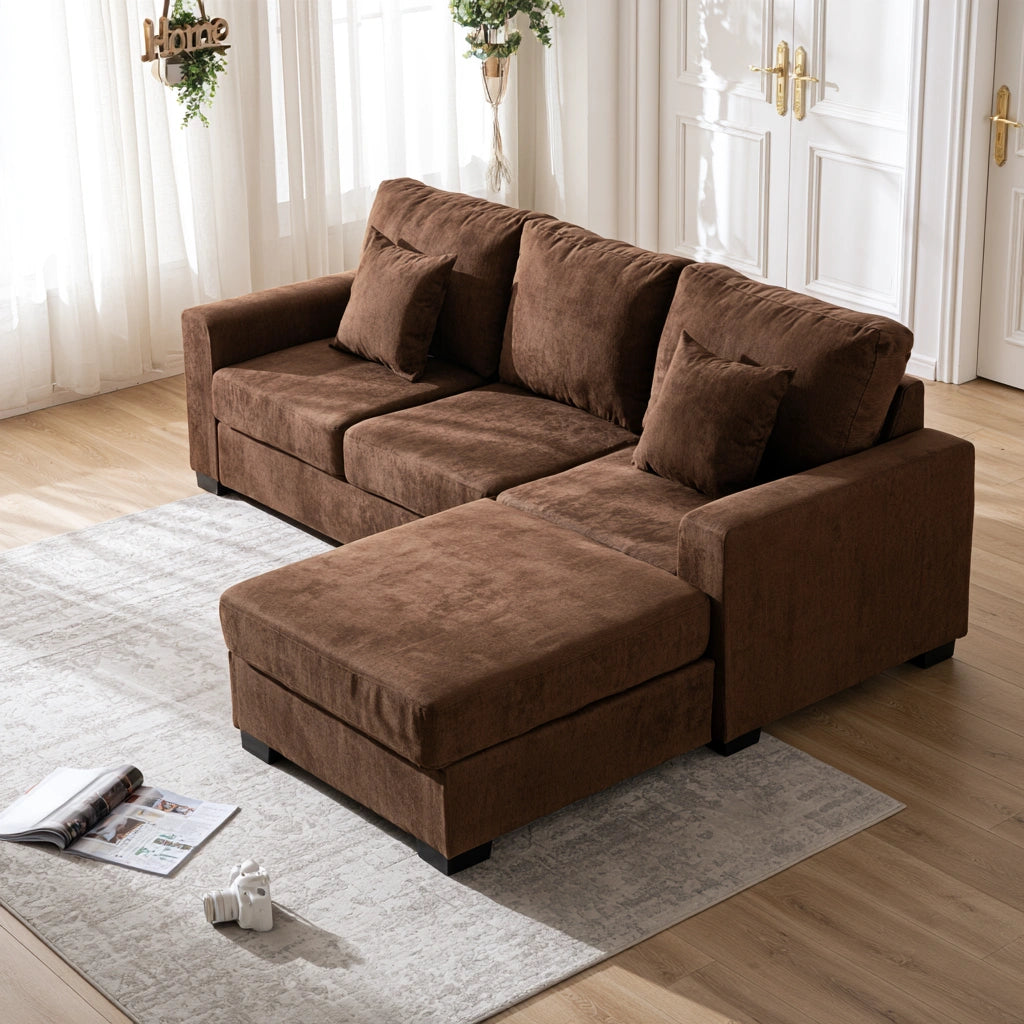 Modułowa sofa narożna, o nowoczesnej formie, kolor: brązowy