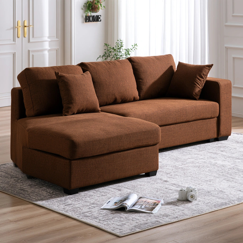 Modułowa sofa narożna, o nowoczesnej formie, kolor: brązowy